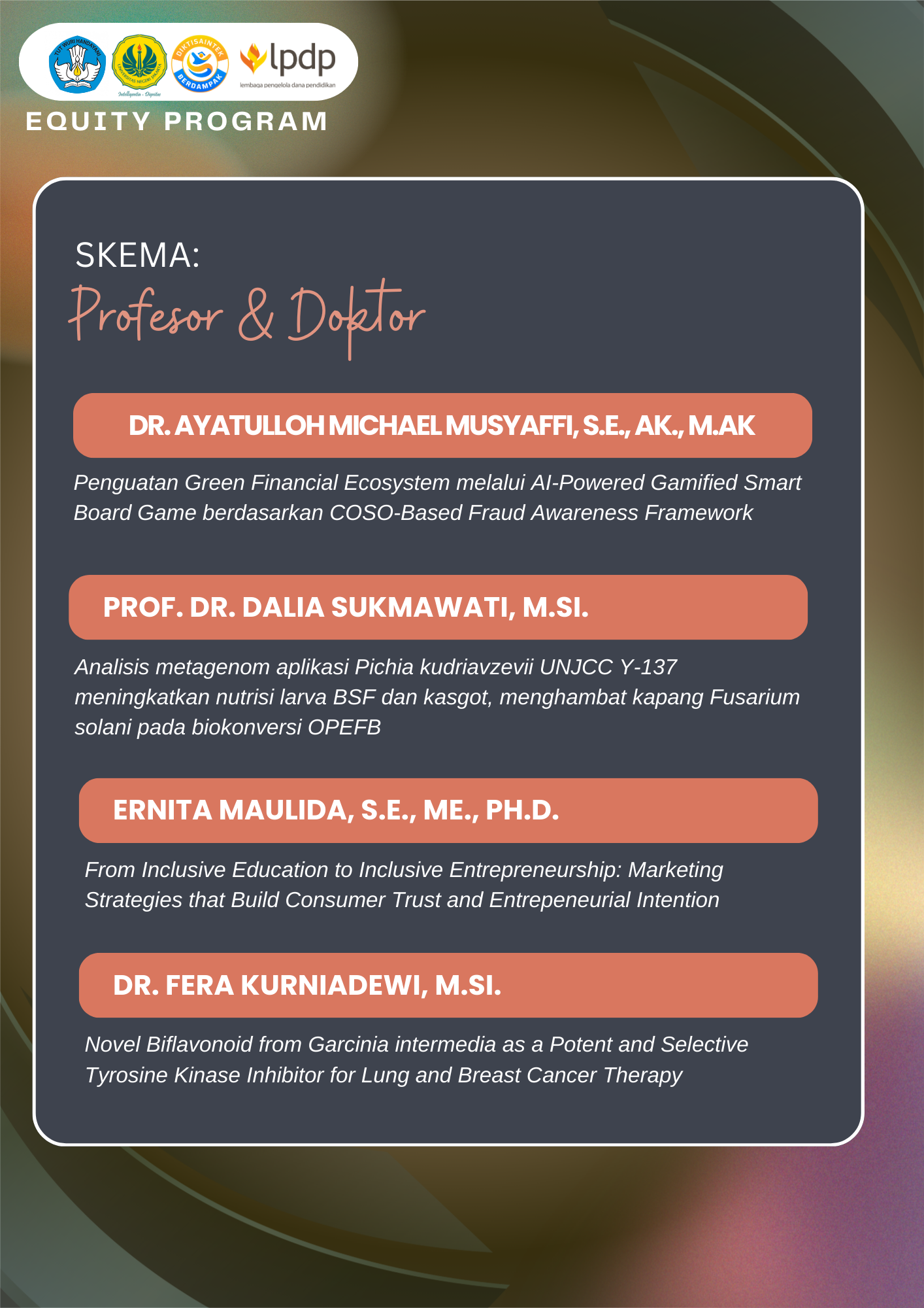 Penerima Pendanaan Skema Profesor & Doktor
