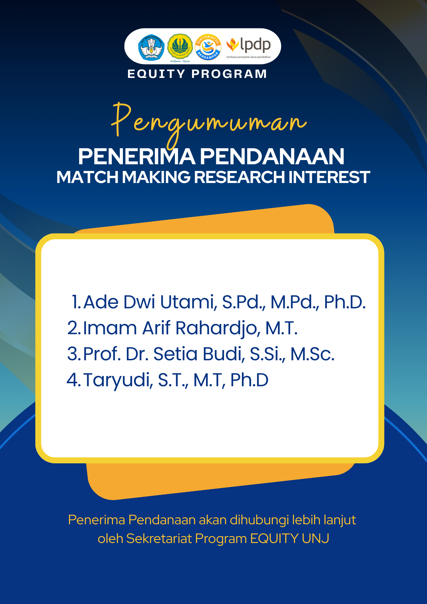 Penerima Pendanaan Skema Match Making Research Interest