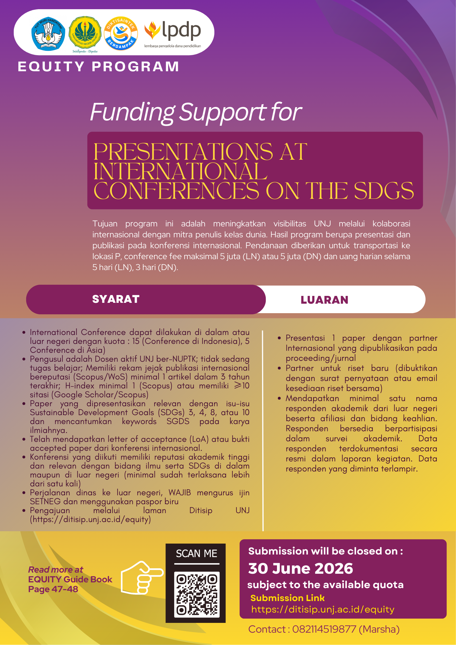 Funding Support for Presentations at International Conferences on the SDGs